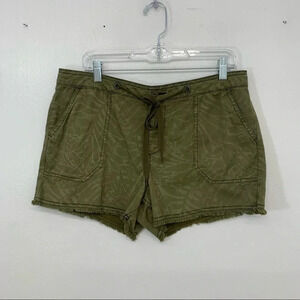 Lola Rae Camo Shorts Size 30 Cut‎ Off Zip Drawstring Pockets Tencel Cotton